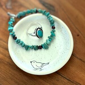 Transpac Speckled Bird Trinket Dish - NWOT